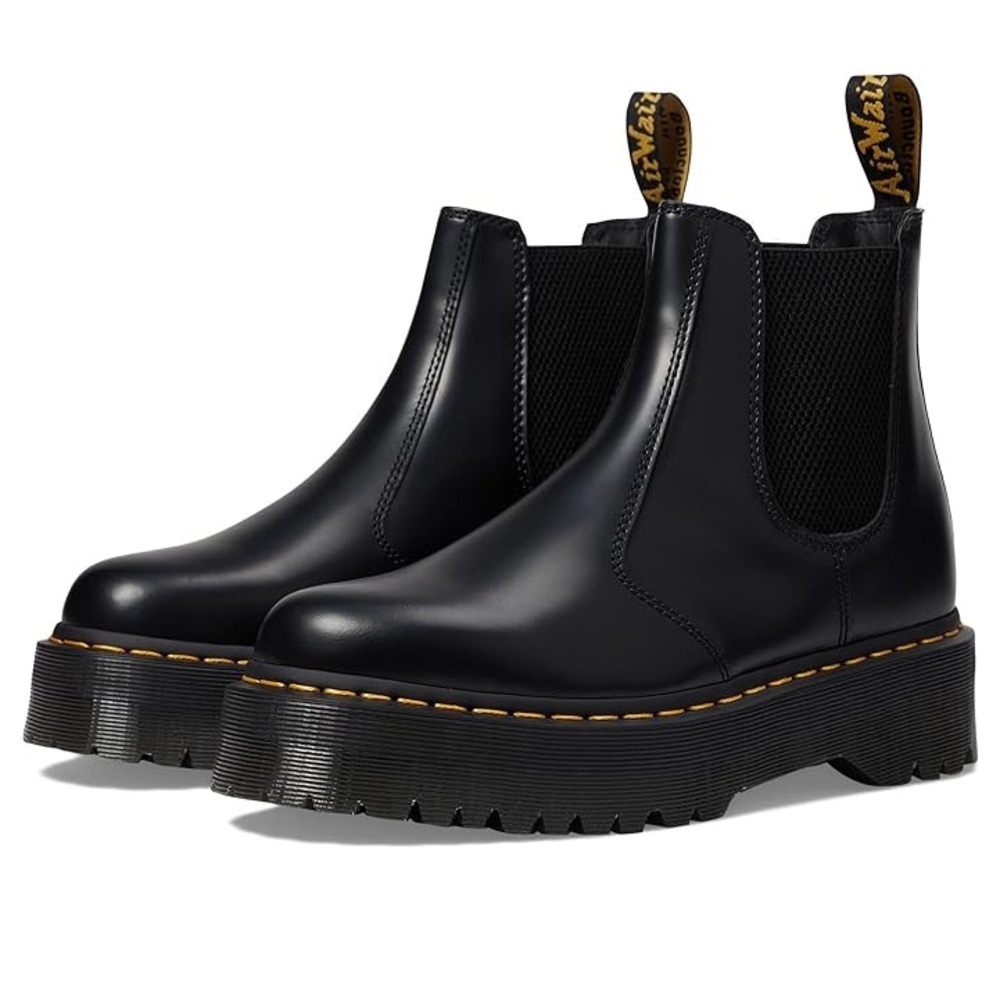 Dr Martens 2976 Quad Platform Chelsea Boots Womens 11 Mens 10 Black Leather New